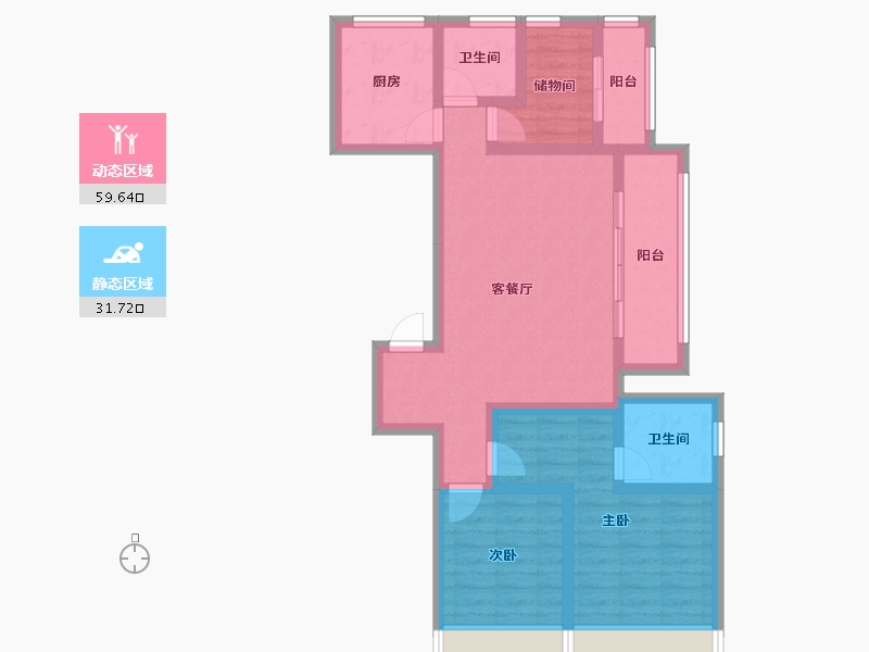 浙江省-杭州市-绿都东澜府-79.76-户型库-动静分区