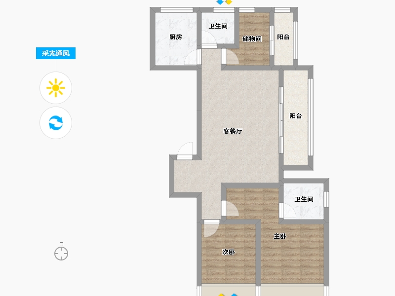 浙江省-杭州市-绿都东澜府-79.76-户型库-采光通风