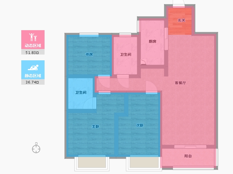 北京-北京市-融创・奥城-76.88-户型库-动静分区