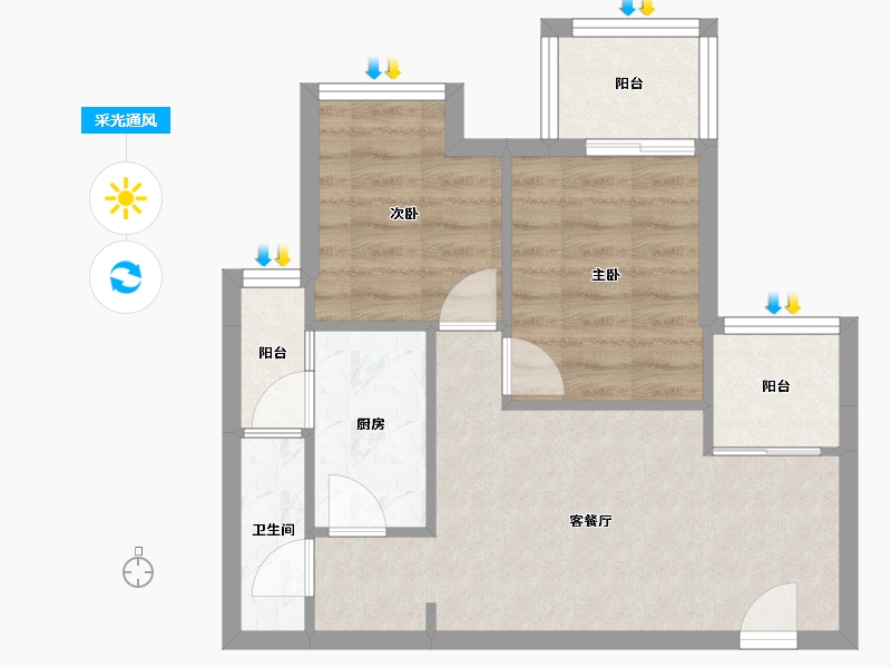 四川省-成都市-绿地国际花都-50.31-户型库-采光通风