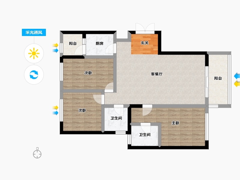 甘肃省-庆阳市-豪庭春天-88.33-户型库-采光通风