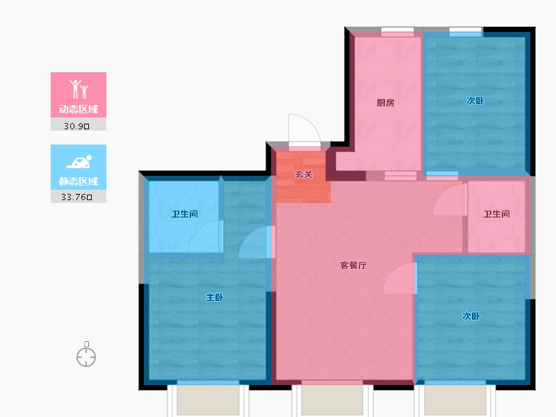 北京-北京市-禧悦学府-57.30-户型库-动静分区