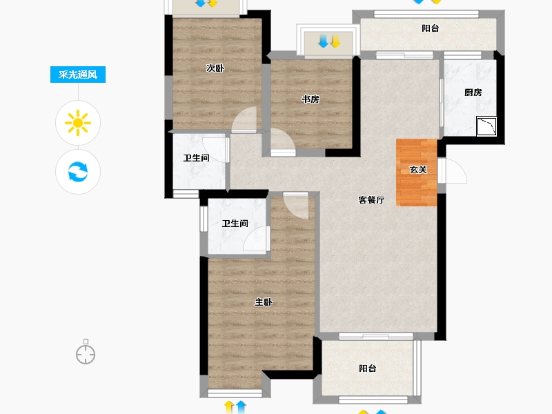 湖南省-长沙市-建发中央公园-82.00-户型库-采光通风