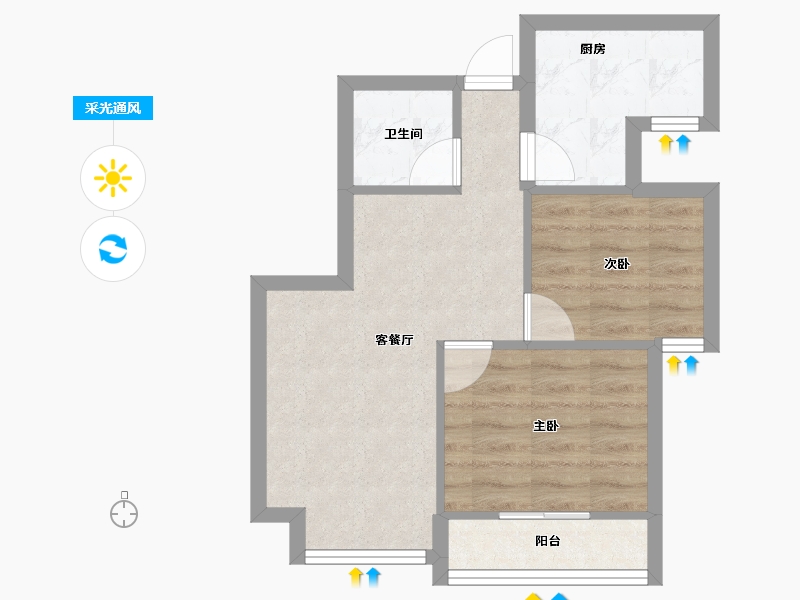 海南省-海口市-翰林西苑-46.58-户型库-采光通风