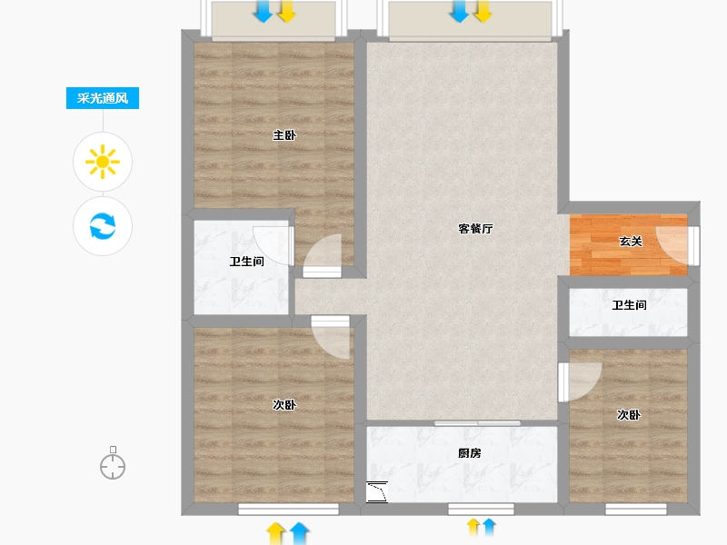 青海省-西宁市-九洲河畔-82.56-户型库-采光通风