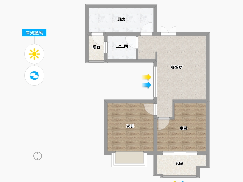 青海省-西宁市-紫薇・东进-57.43-户型库-采光通风