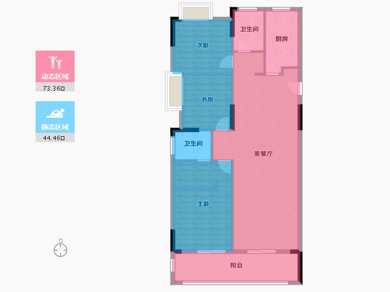 湖北省-武汉市-武建龙樾上城-107.46-户型库-动静分区