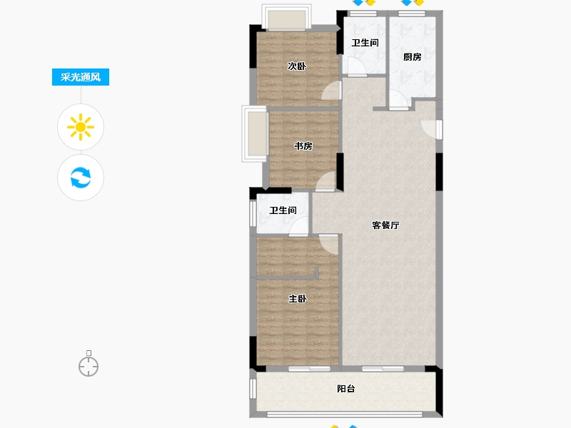 湖北省-武汉市-武建龙樾上城-107.46-户型库-采光通风