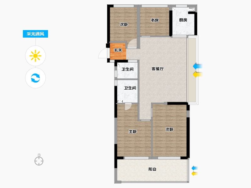 浙江省-杭州市-湖滨外滩-105.00-户型库-采光通风