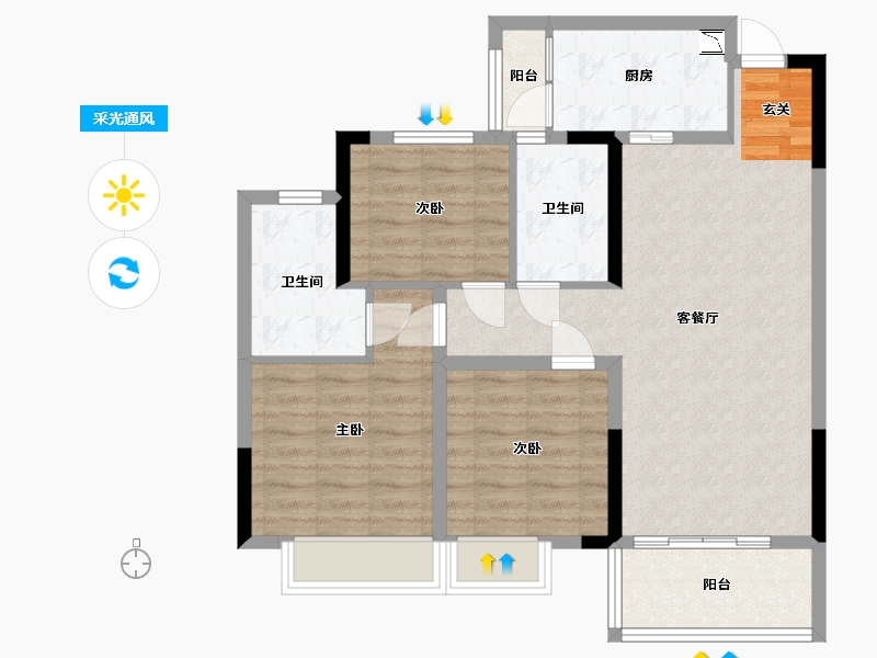 江西省-吉安市-滨江・星悦湾-84.99-户型库-采光通风