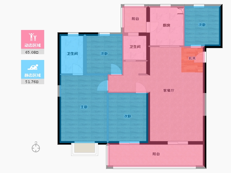 甘肃省-兰州市-海伦堡大城小院-104.96-户型库-动静分区