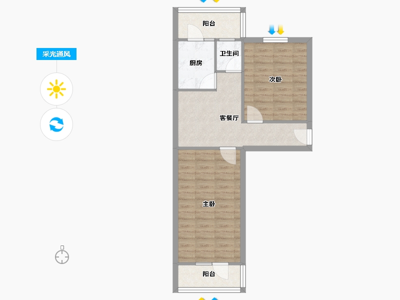 北京-北京市-六铺炕二区-56.53-户型库-采光通风