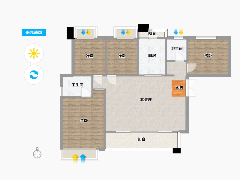 四川省-成都市-金科集美学府-101.57-户型库-采光通风