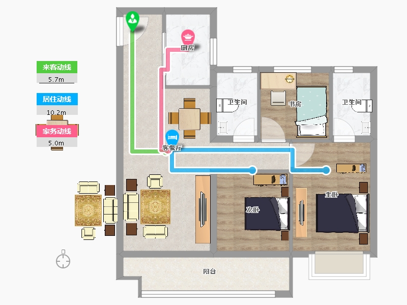 浙江省-嘉兴市-碧桂园-73.92-户型库-动静线