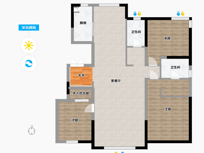 天津-天津市-金厦龙第公府-115.77-户型库-采光通风