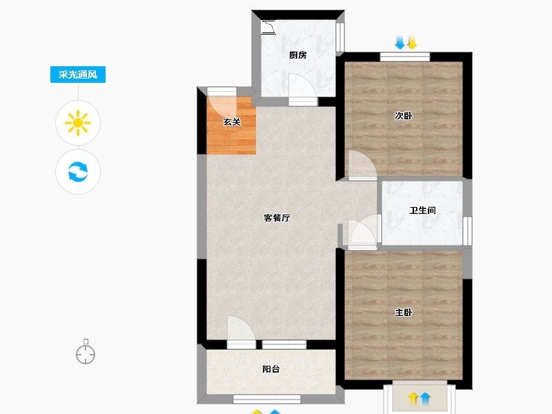 天津-天津市-东昊骏�Z学府-60.76-户型库-采光通风