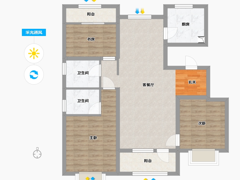 天津-天津市-东昊骏�Z学府-85.21-户型库-采光通风