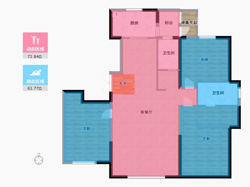 天津-天津市-金厦龙第公府-126.48-户型库-动静分区