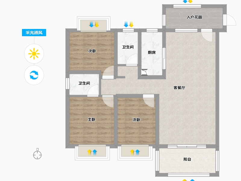 青海省-海南藏族自治州-海湾花园-88.33-户型库-采光通风