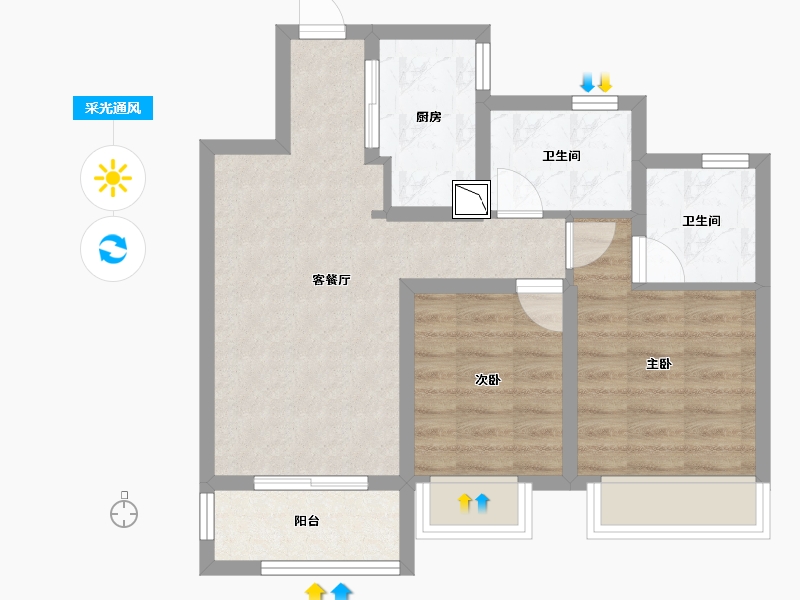 江苏省-无锡市-运河一号府-58.98-户型库-采光通风