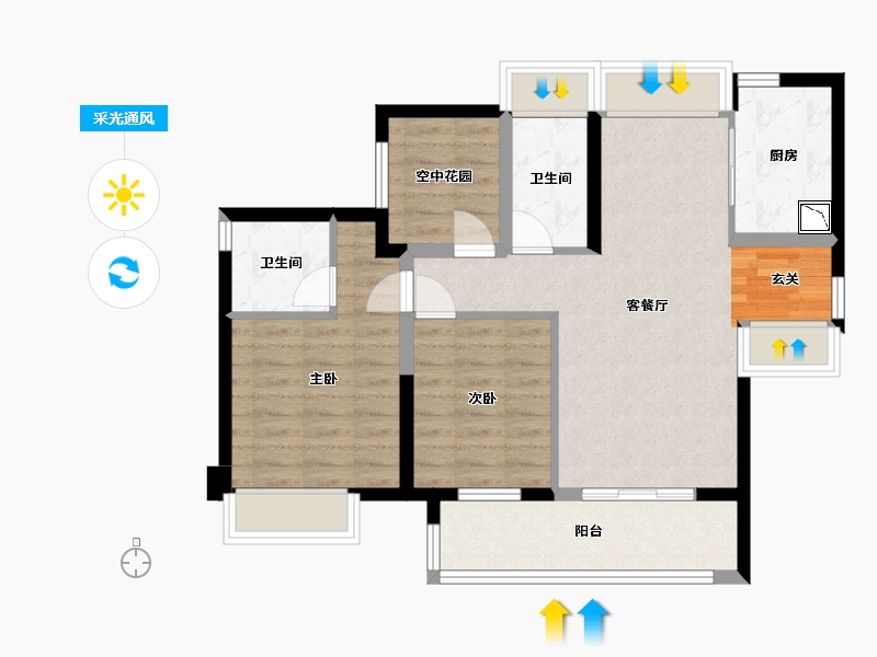 广东省-江门市-保利�h府-75.91-户型库-采光通风