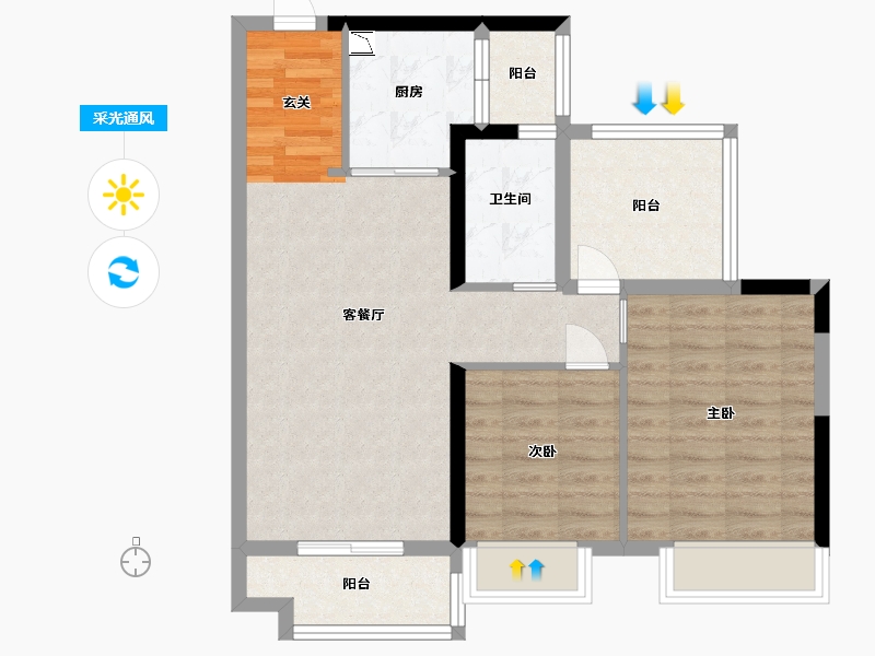 广东省-湛江市-奥园悦时代・熙园-73.78-户型库-采光通风