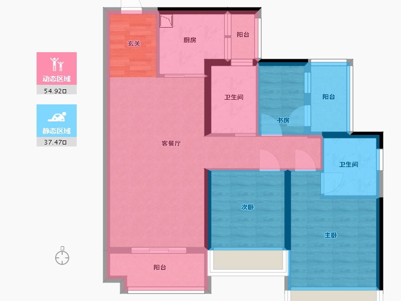 广东省-湛江市-奥园悦时代・熙园-81.60-户型库-动静分区