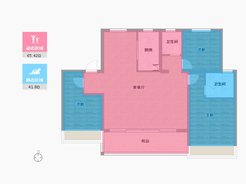 江苏省-苏州市-前山澜庭-96.46-户型库-动静分区