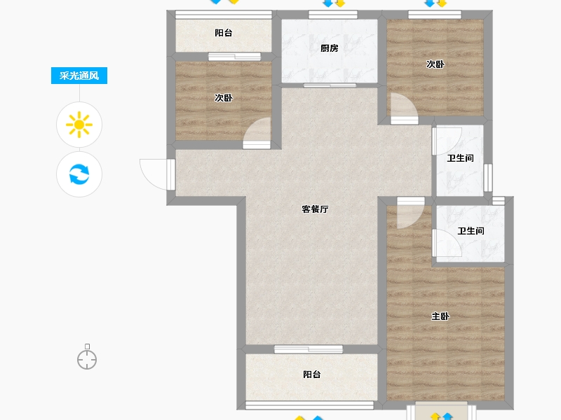 陕西省-宝鸡市-锦悦府-81.28-户型库-采光通风