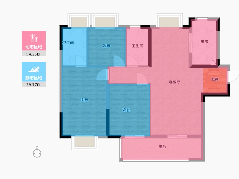 湖北省-武汉市-融创首创九派江山-84.00-户型库-动静分区