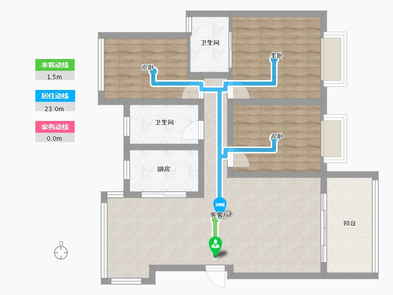 湖北省-黄冈市-欣海东方花园-88.93-户型库-动静线