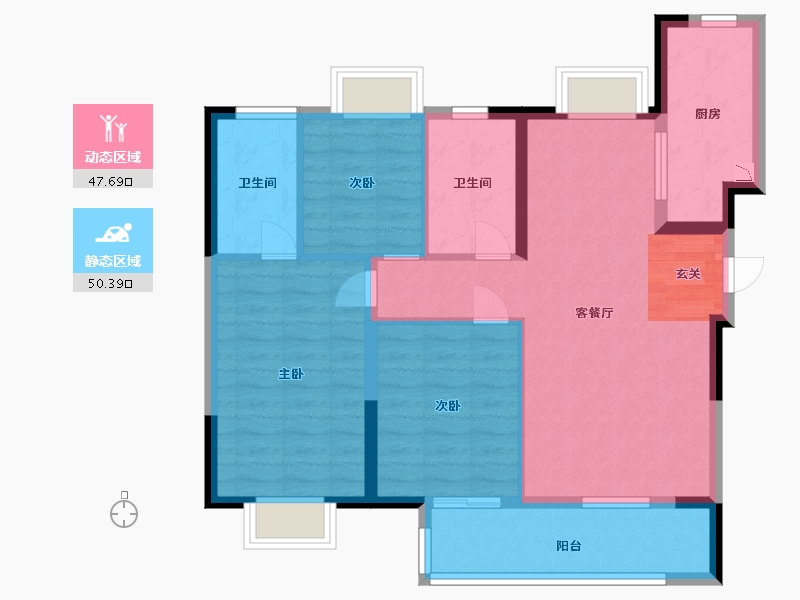 湖北省-武汉市-融创首创九派江山-87.99-户型库-动静分区