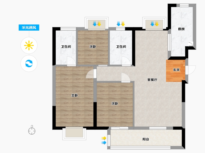 湖北省-武汉市-融创首创九派江山-87.99-户型库-采光通风