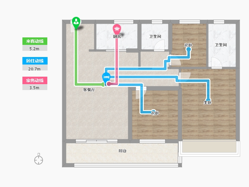 浙江省-温州市-温州万科世纪之光-84.80-户型库-动静线