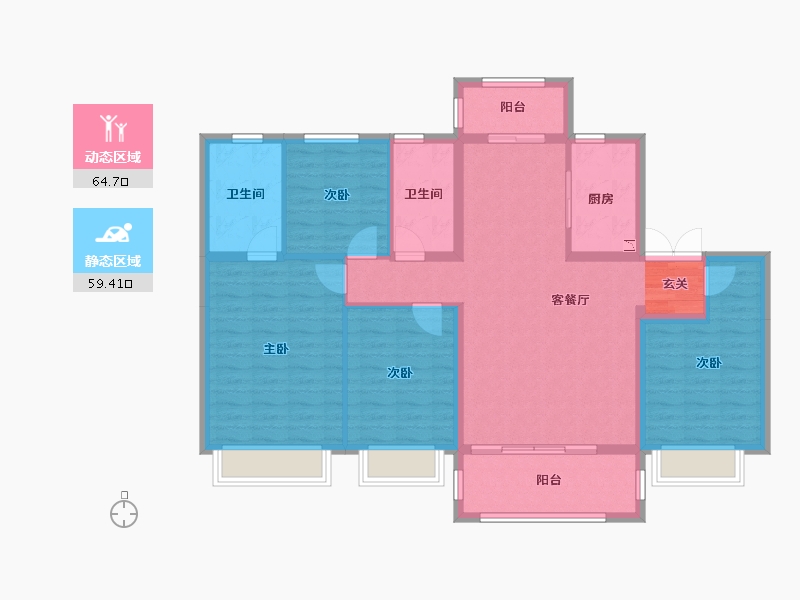 江苏省-南通市-保利云禧-111.76-户型库-动静分区