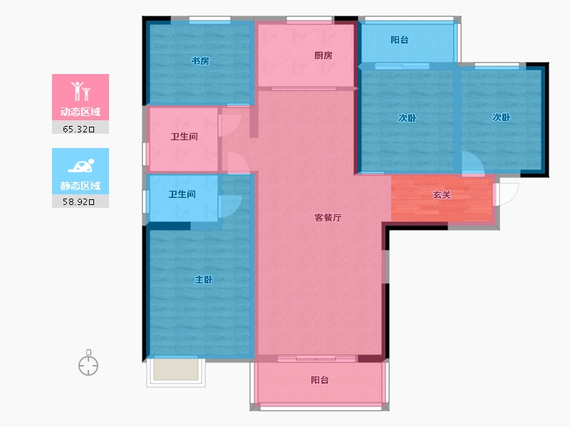 湖北省-咸宁市-领秀城・银泉华府-111.28-户型库-动静分区