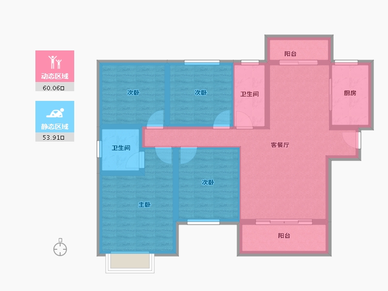 湖南省-株洲市-醴陵亿都时光-101.60-户型库-动静分区