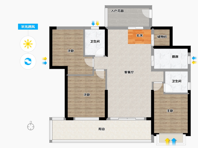 海南省-海口市-金地自在城-112.20-户型库-采光通风