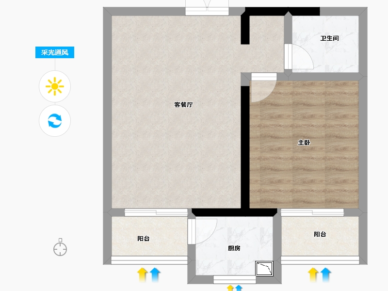 甘肃省-兰州市-永生北玻紫御华府-50.40-户型库-采光通风