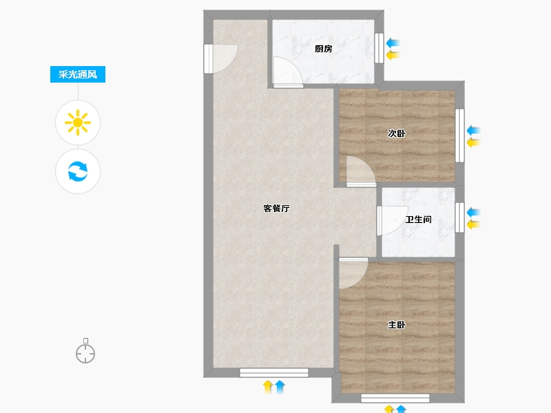 辽宁省-沈阳市-河畔新城-55.76-户型库-采光通风