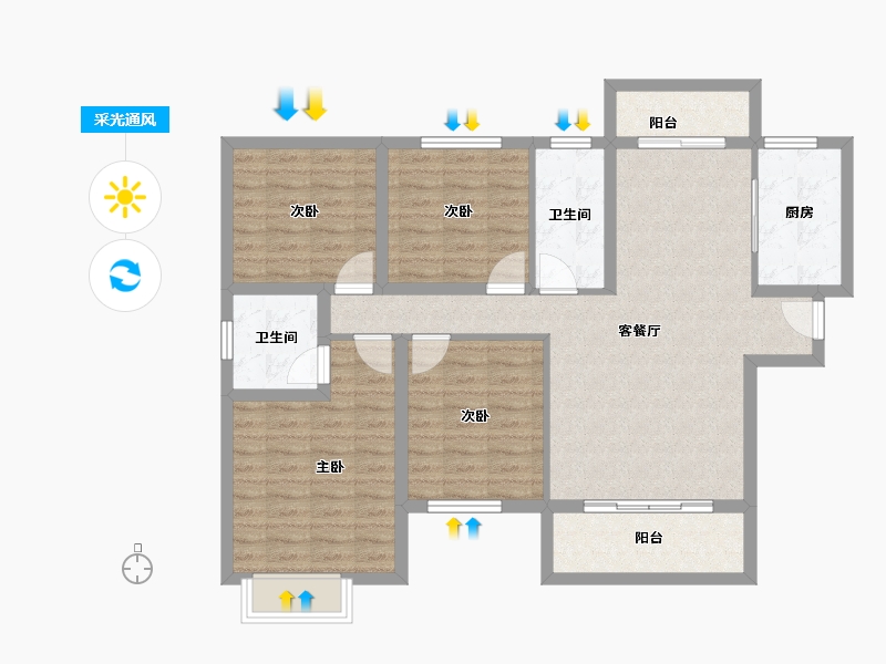 湖南省-株洲市-醴陵亿都时光-101.60-户型库-采光通风