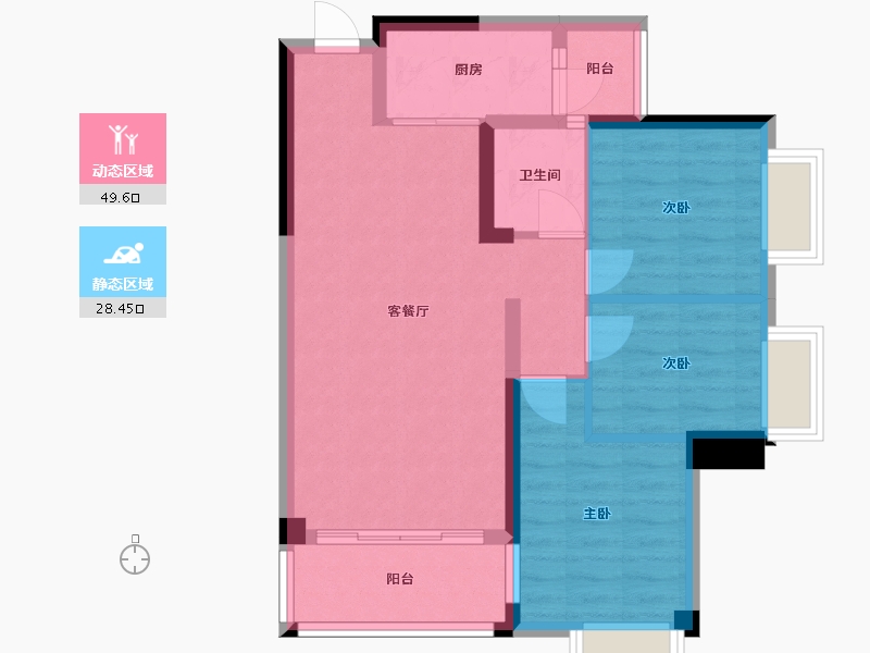 广西壮族自治区-南宁市-银泉一品天誉-69.47-户型库-动静分区