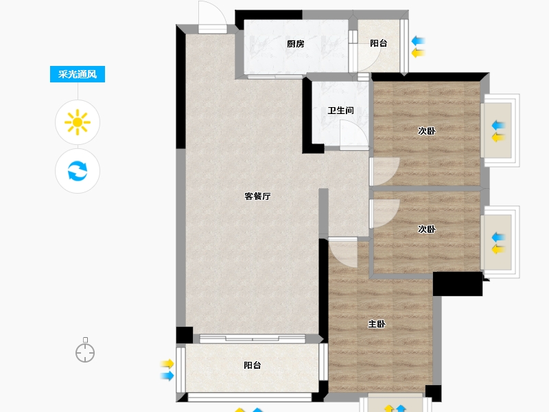 广西壮族自治区-南宁市-银泉一品天誉-69.47-户型库-采光通风