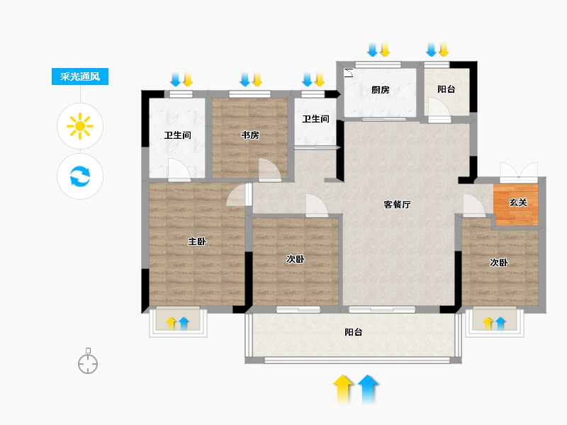 安徽省-宿州市-恒泰・悦�Z府-102.40-户型库-采光通风