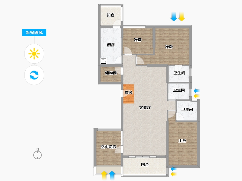 广东省-肇庆市-名城星岸-127.87-户型库-采光通风