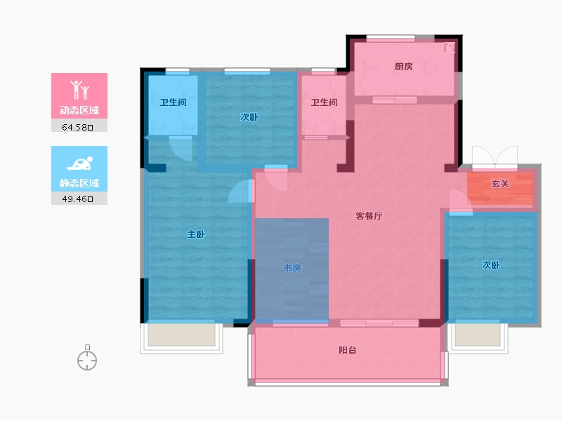 安徽省-宿州市-恒泰・悦�Z府-94.40-户型库-动静分区