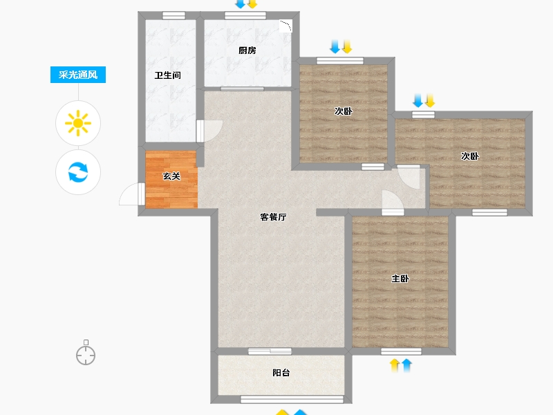 青海省-西宁市-昆御府-98.40-户型库-采光通风