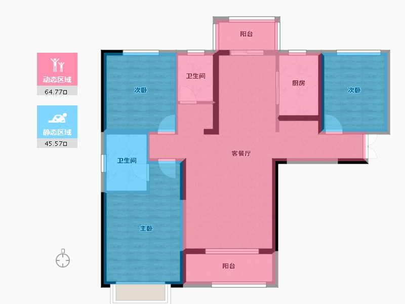 陕西省-西安市-鄠邑区帕堤欧二期-98.31-户型库-动静分区