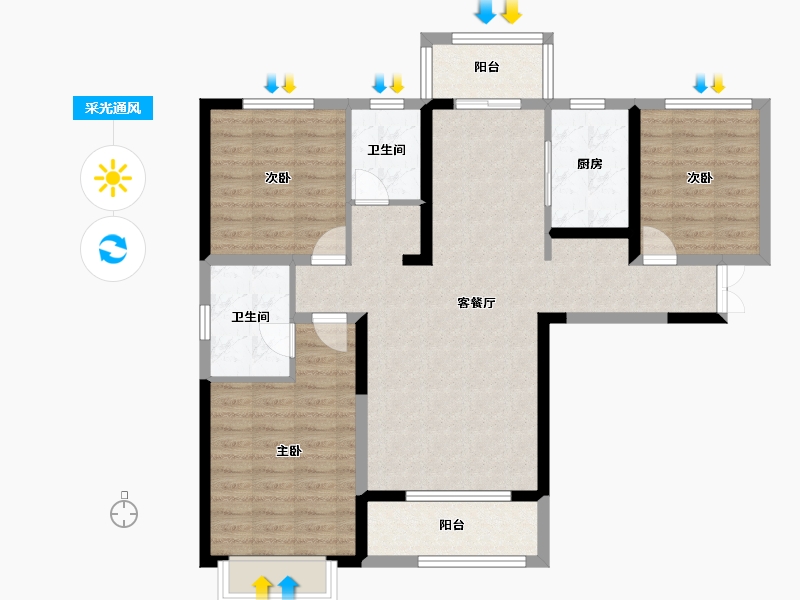 陕西省-西安市-鄠邑区帕堤欧二期-98.31-户型库-采光通风