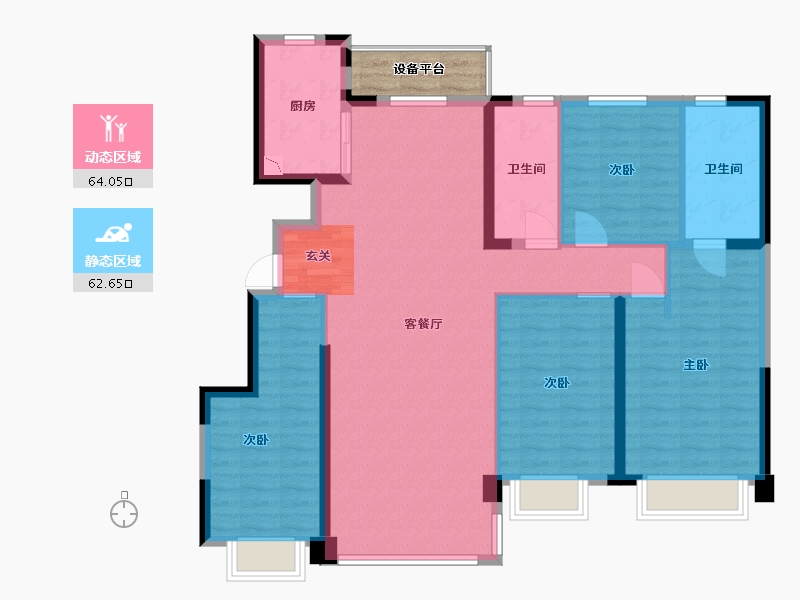 陕西省-西安市-远洋合能枫丹江屿-117.71-户型库-动静分区